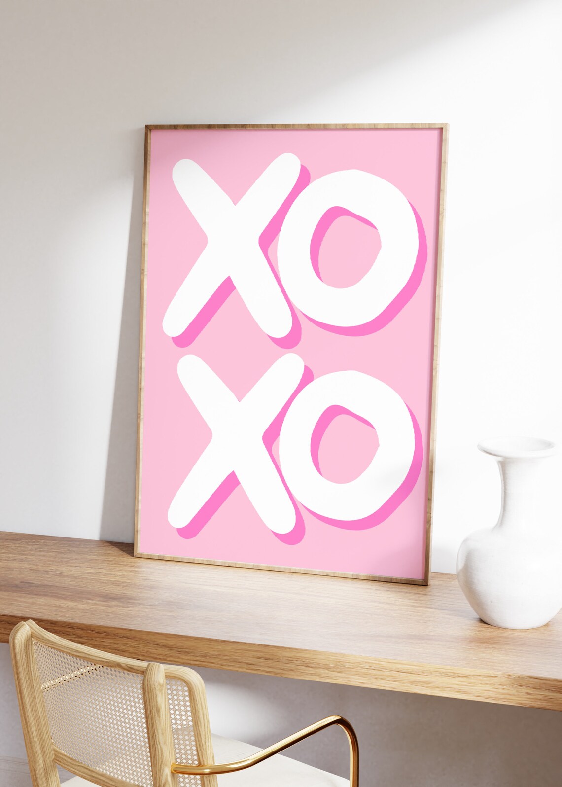 Xoxo Print, Pink Preppy Typography Art Print - Image 2