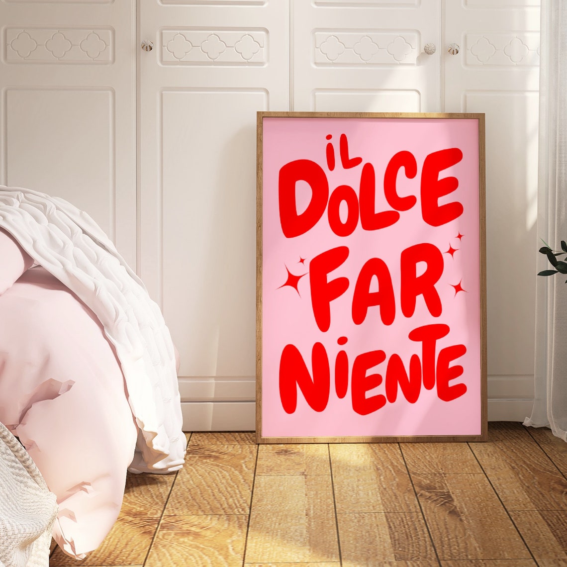 Il Dolce Far Niente Pink Red Bold Retro Sparkle Typography Poster - Image 3