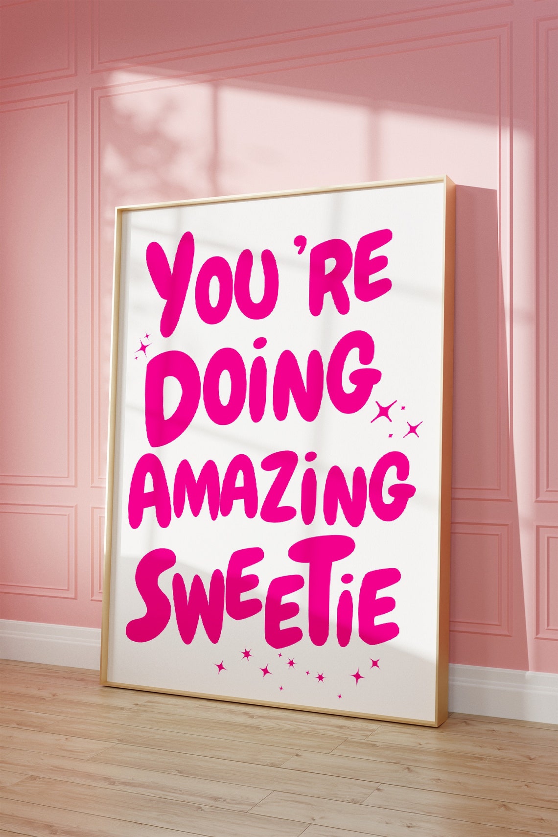 Youre Doing Amazing Sweetie Hot Pink Retro Affirmation Poster - Image 4