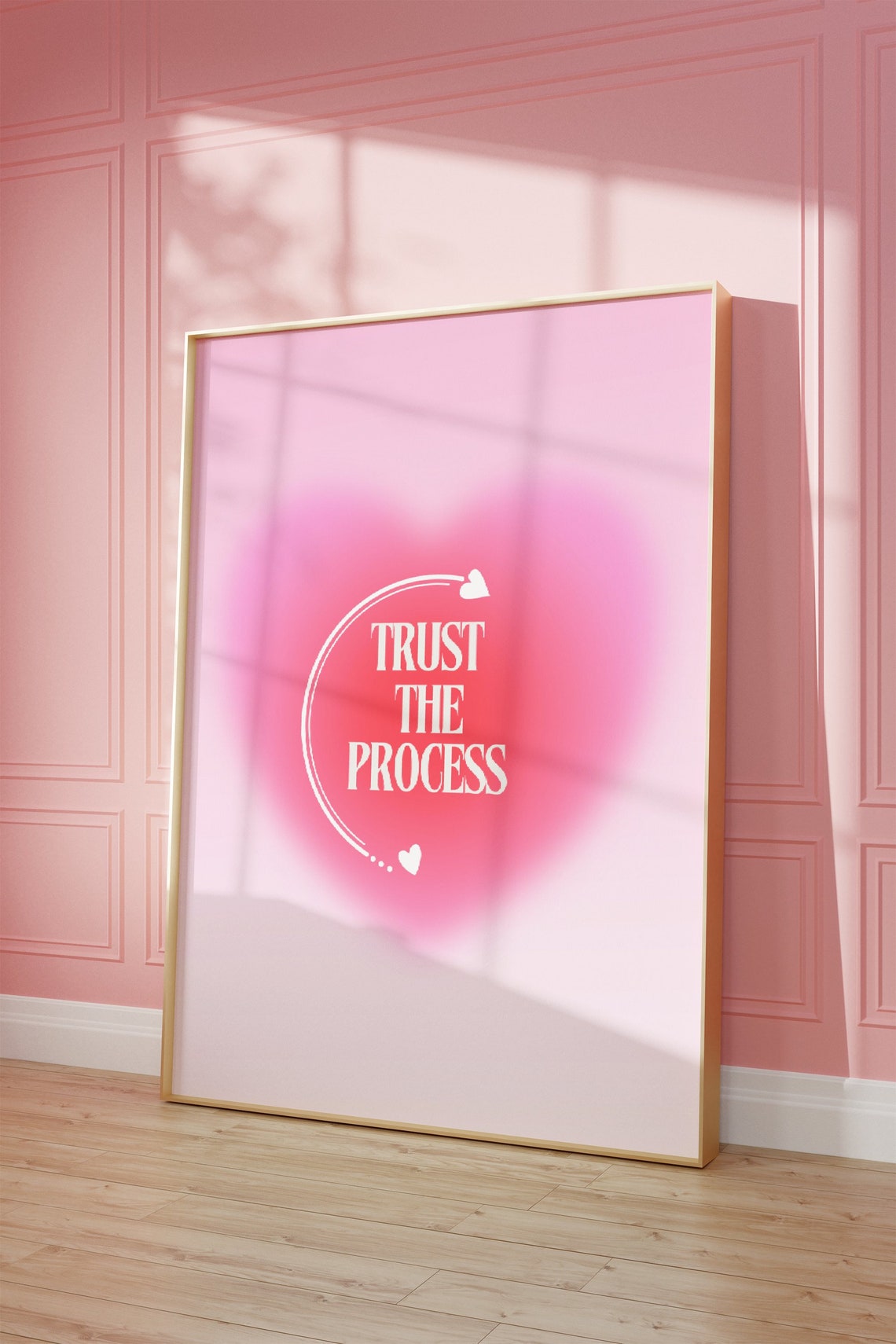 Pink Gradient Affirmation Poster Trust The Process Manifestation Poster Pink Aura Print Spiritual Wall Art Self Care - Image 3