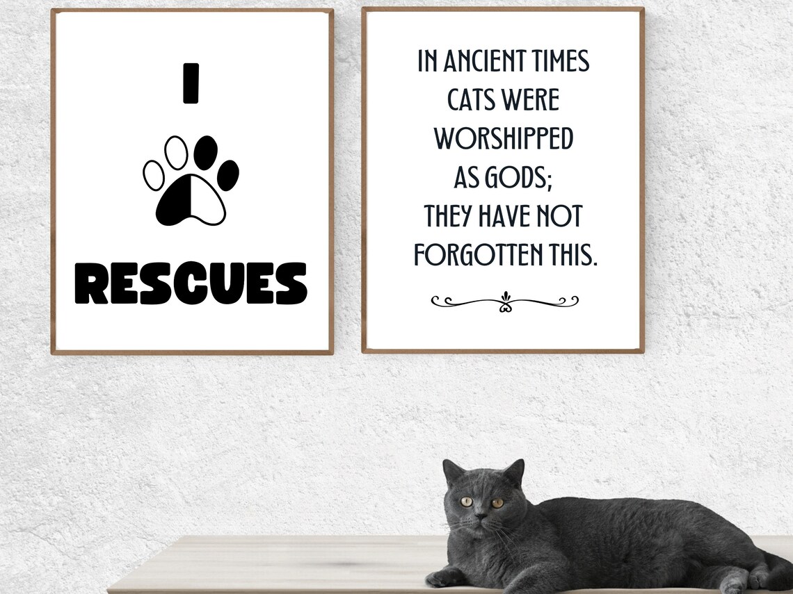 I Love Rescues Paw Black And White Pet Adoption Heart Poster - Image 2