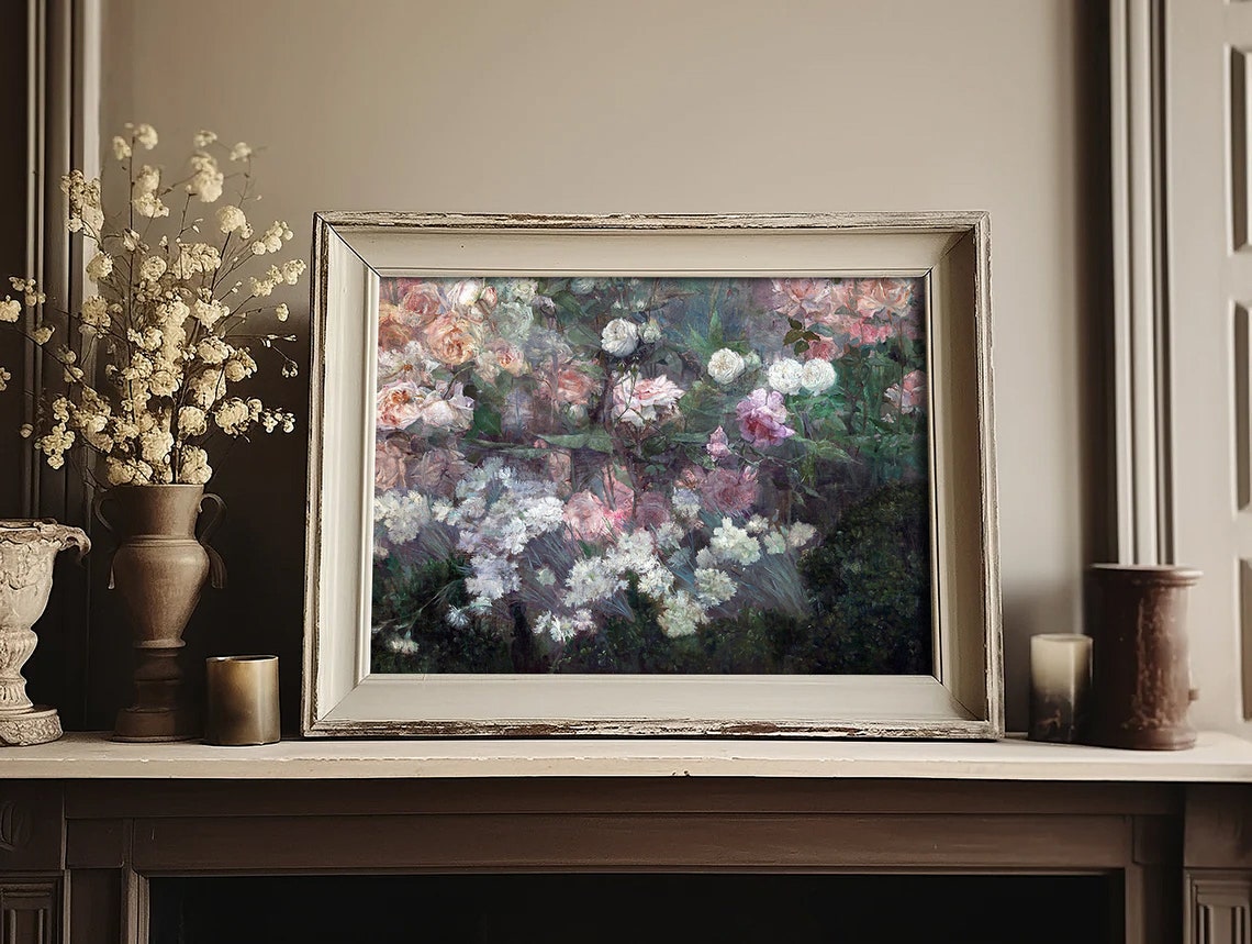 Vintage Rose Garden Oil Painting Wall Art Country Farmhouse Flower Print Floral Still Life Cozy Home Decor - Image 4