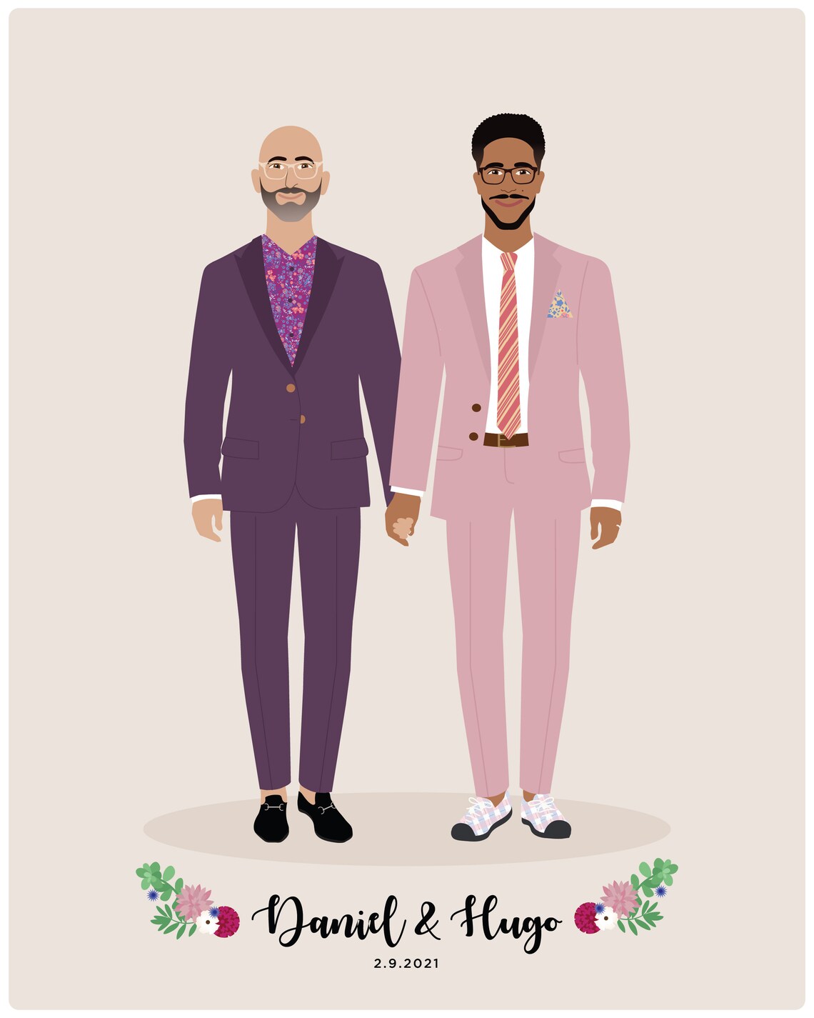 Wedding Portrait, Paper Anniversary Couple Gift - Image 4