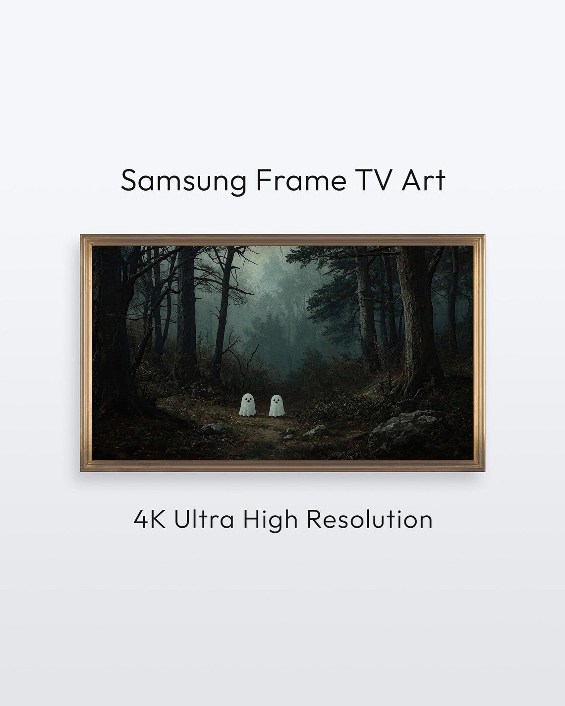 Dark Forest With Ghosts Halloween Art For Samsung Frame Tv 4k Print