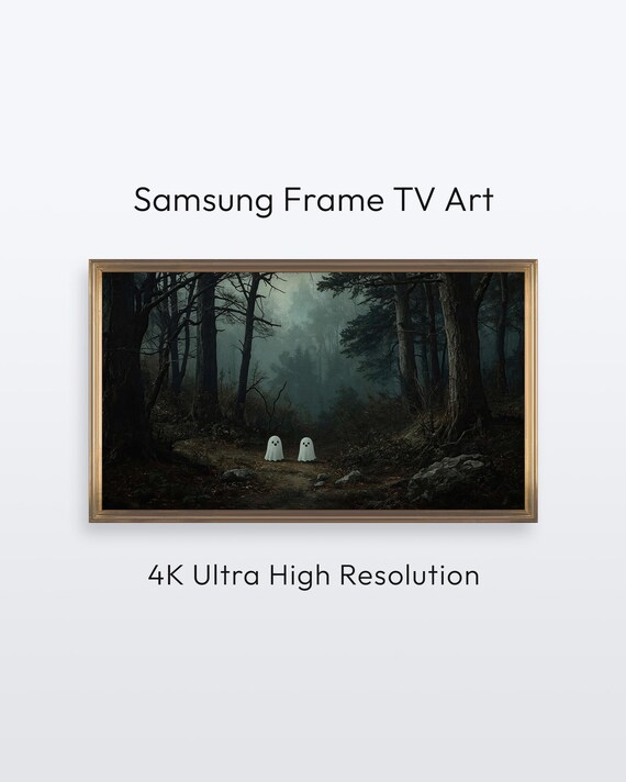 Ghosts In Misty Dark Forest Vintage Landscape Halloween TV Poster