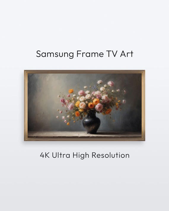 Samsung Frame Tv Spring Floral Art Rustic Flowers 4k Print