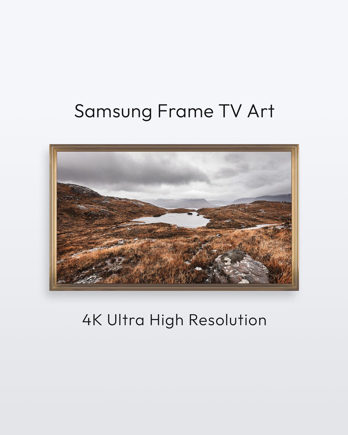 Scotland Moody Highland Lake Brown Moorland Nature Frame TV Art Print