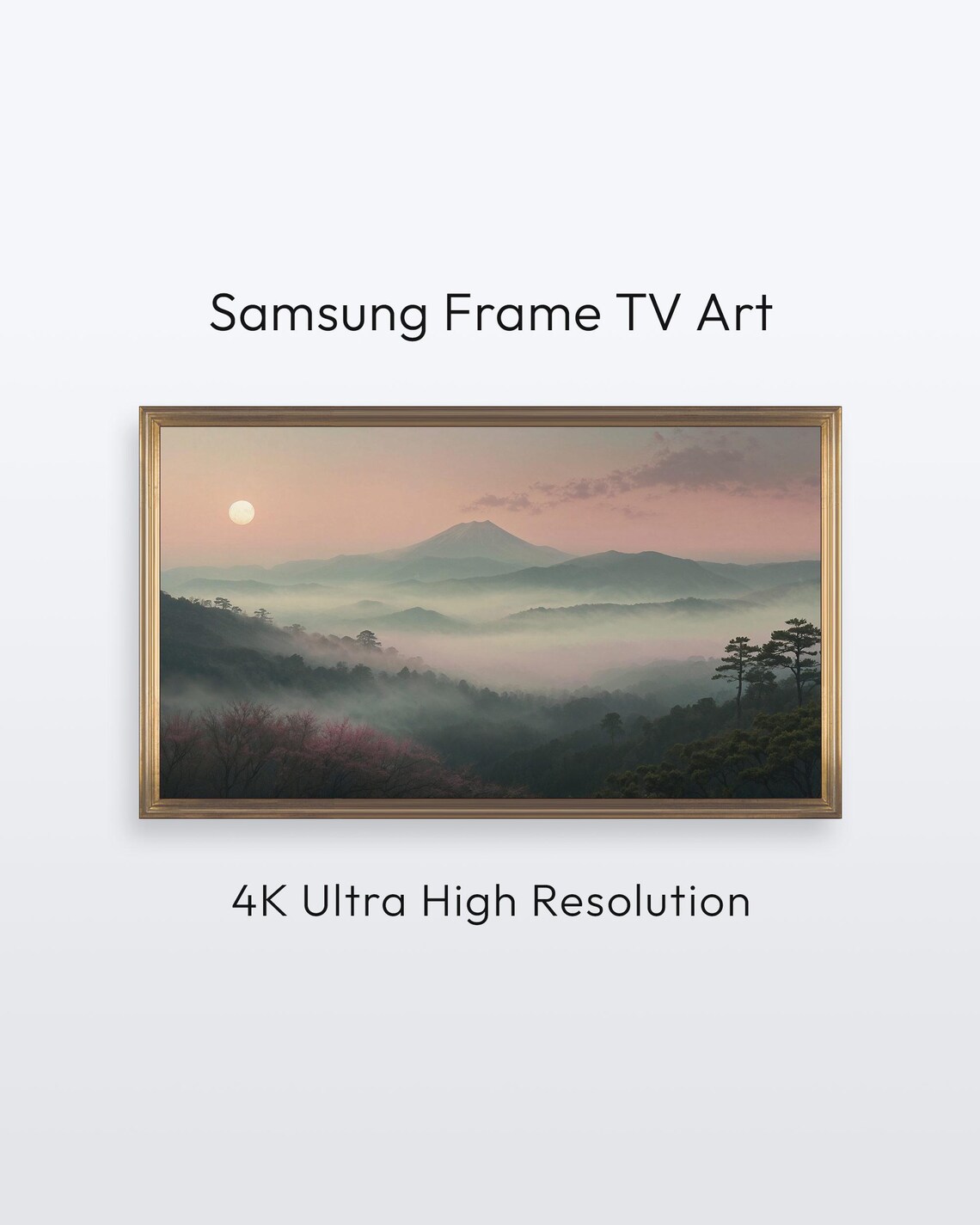 Samsung Frame Tv Art Sunset Mountain Minimalist Serene Landscape 4k Print