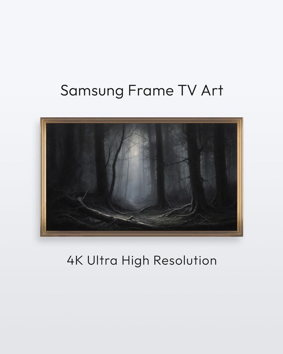 Enchanted Dark Moody Forest Mist Trees Atmospheric Digital Wall Art