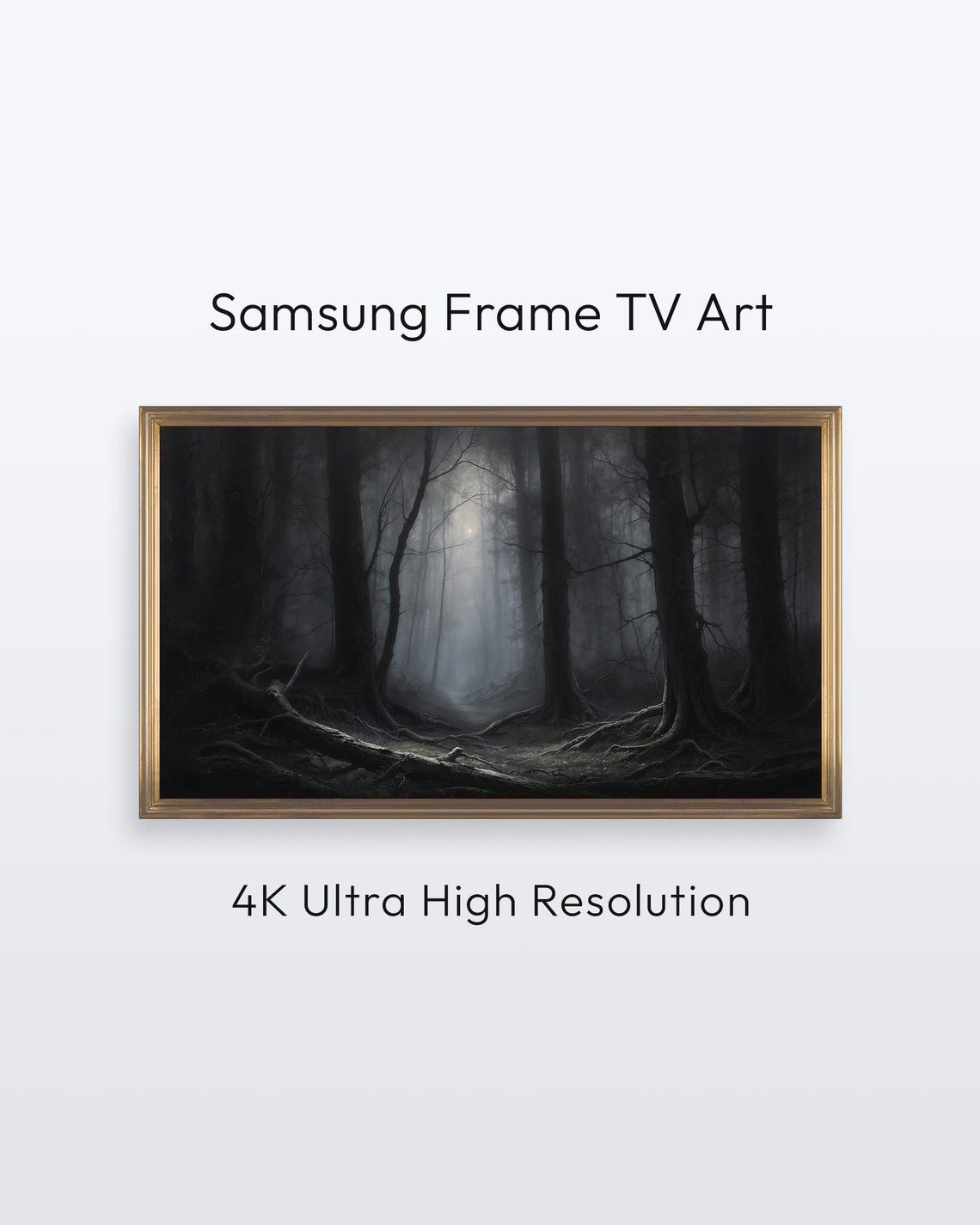 Enchanted Dark Moody Forest Mist Trees Atmospheric Digital Wall Art