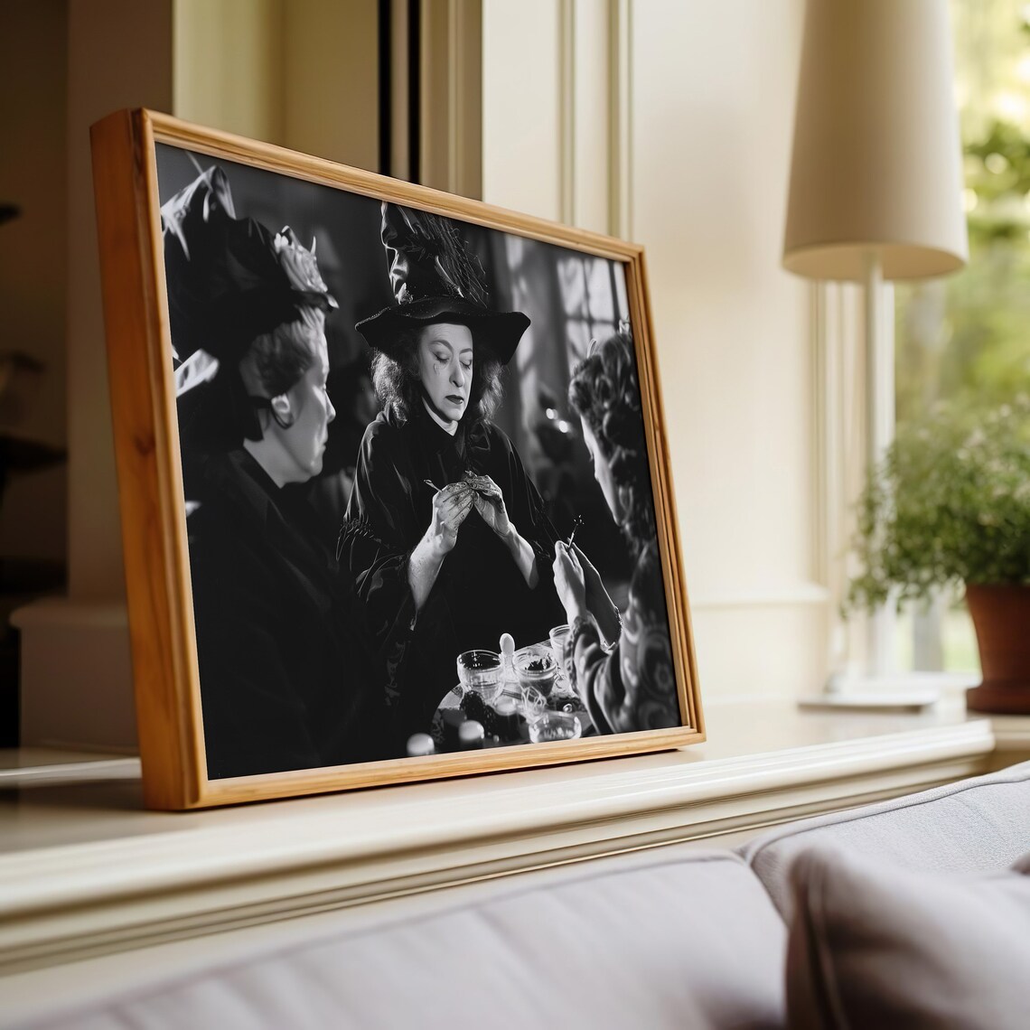 Witch Nail Salon Black And White Photo Humorous Halloween Art Poster - Image 2