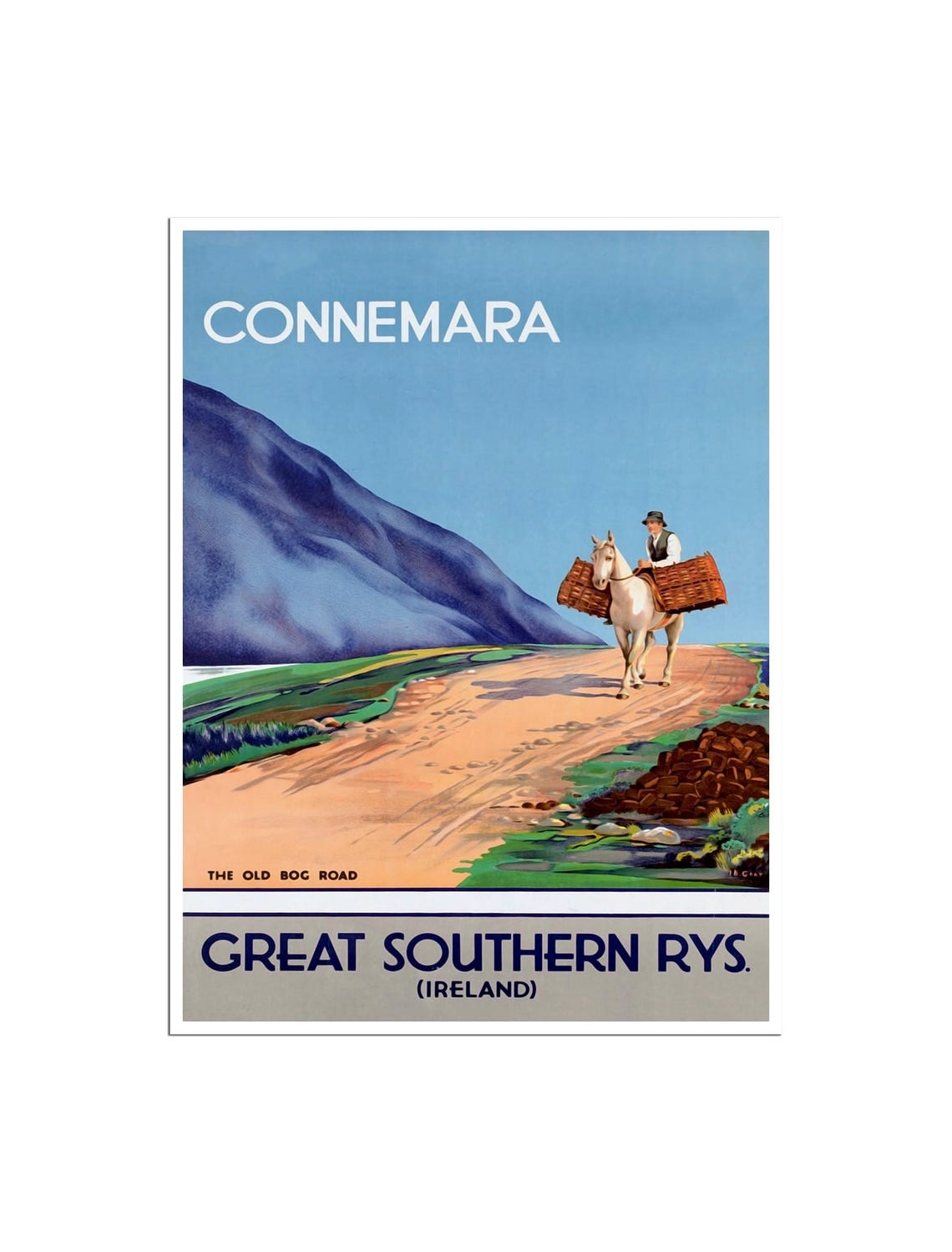 Connemara Old Bog Road Great Southern Railways Ireland Travel Poster