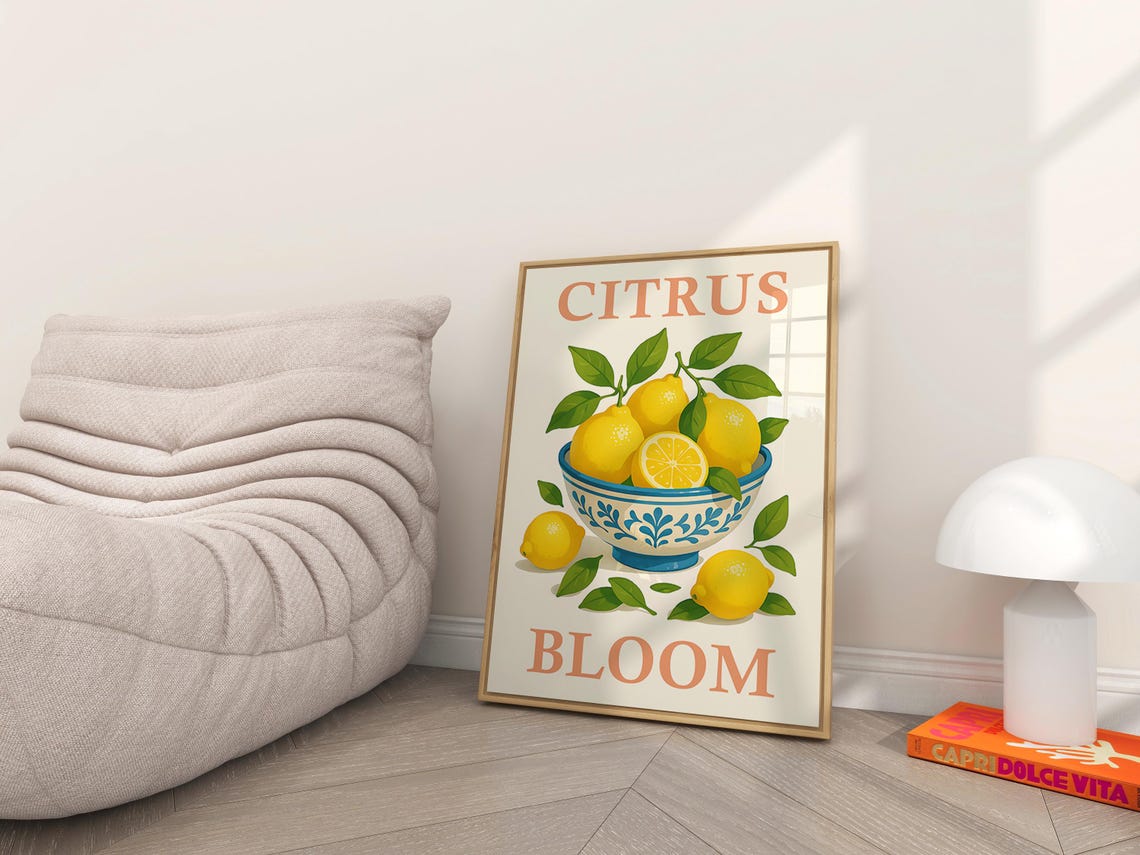 Lemon Wall Art, Citrus Illustration Kitchen Decor - Image 2