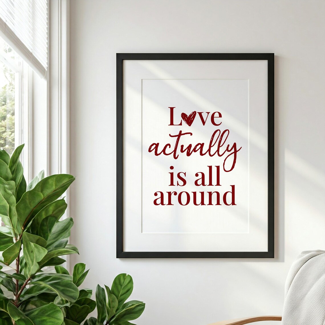 Love Actually Is All Around Romantic Red Quote Heart Art Poster - Image 2