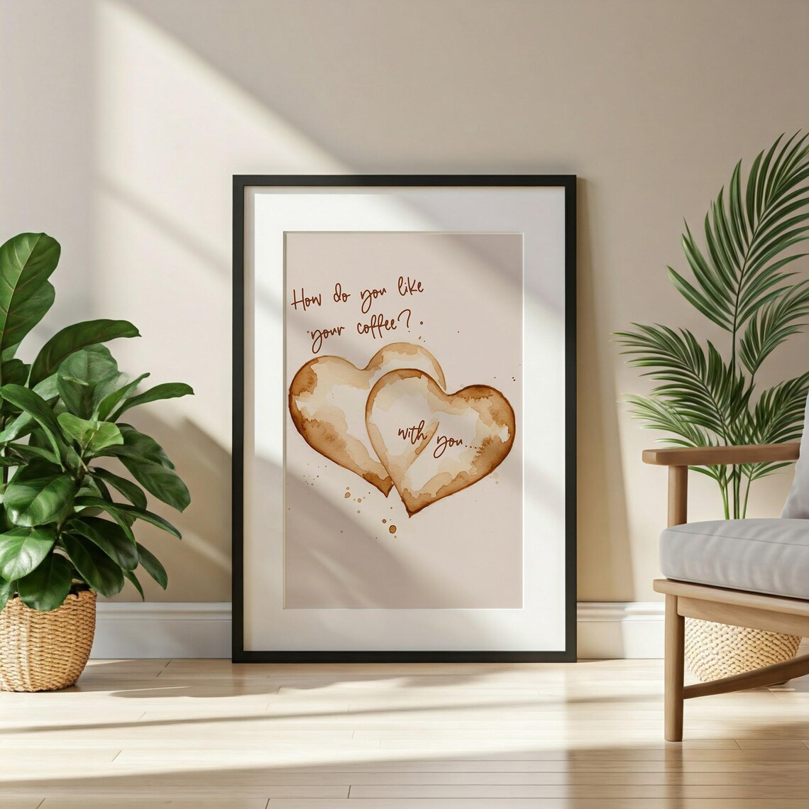 How Do You Like Your Coffee Heart Stain Watercolor Kitchen Art Poster - Image 3