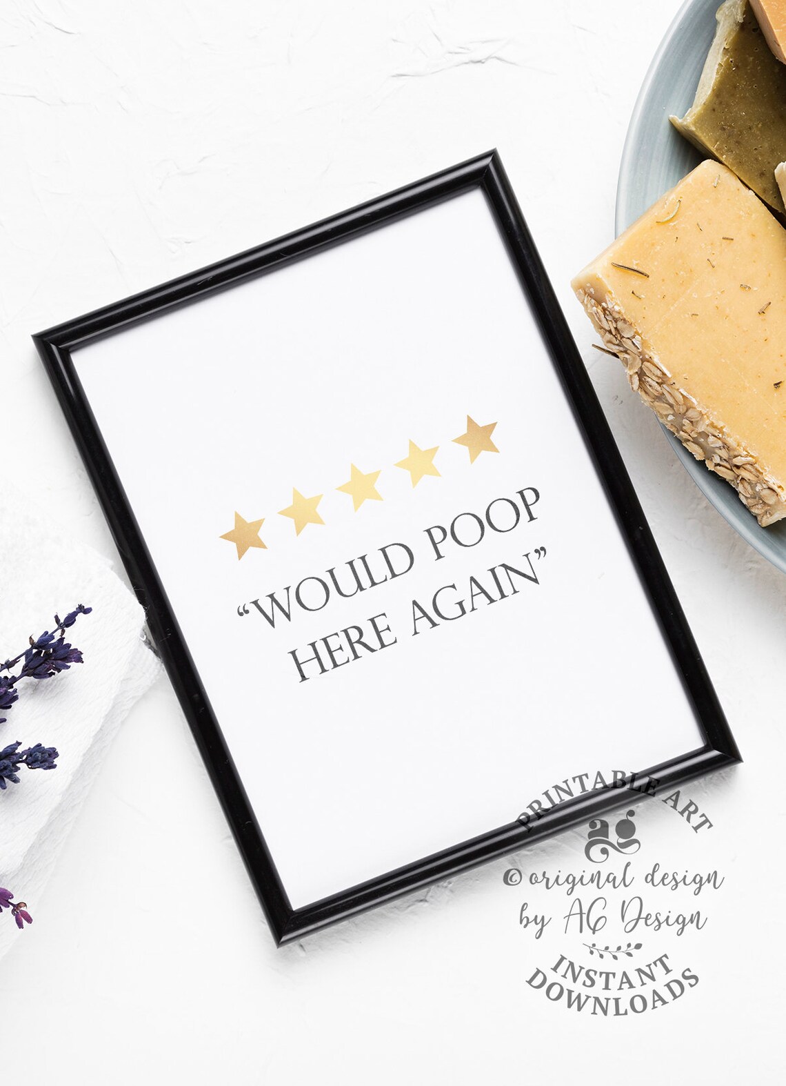Would Poop Here Again Funny Bathroom Sign Poster