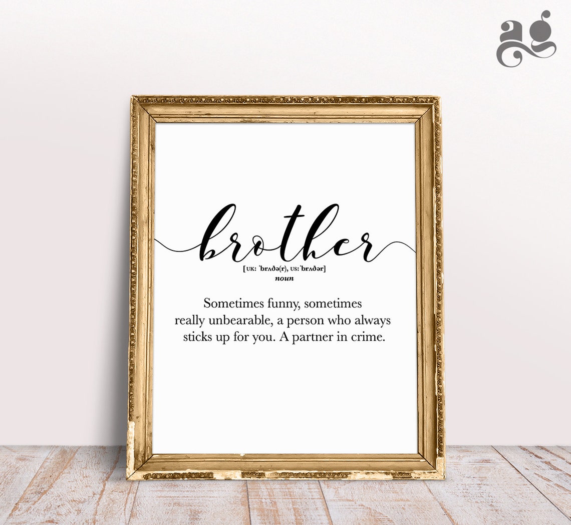 Funny Brother Definition Word Poster Partner In Crime Sibling Gift Art - Image 3