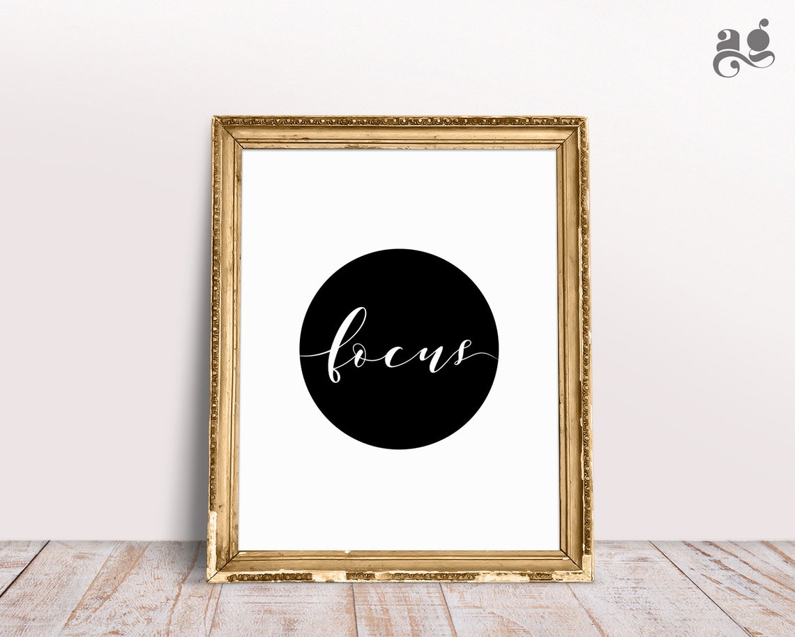 Focus Prints Motivational Quotes Office Workplace Study Poster Decor Inspirational Minimalist Print Black And White Wall Art - Image 3