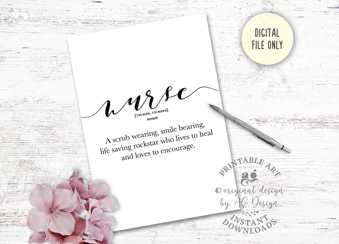 Nurse Appreciation Definition Art Print, Nurse Gift - Image 2