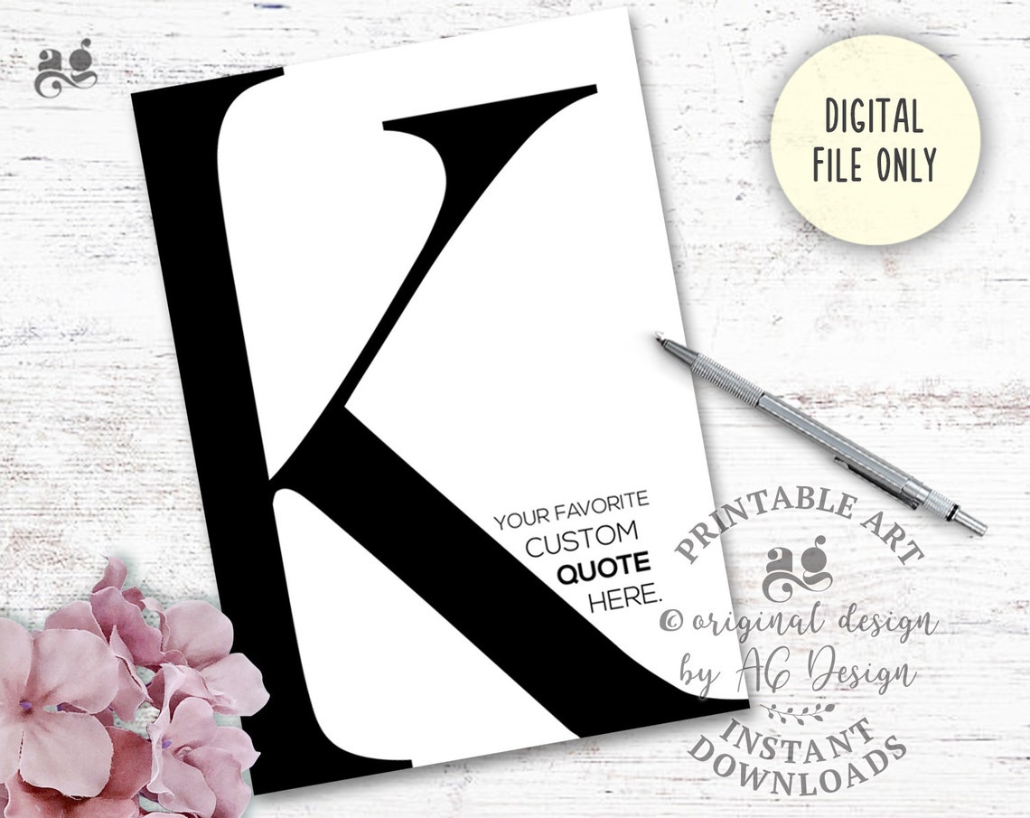 Monogram Letter F Custom Quote Personalized Name Initial Gift Poster - Image 2