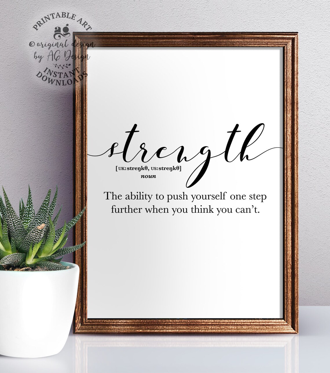 Strength Definition Typography Quote Art Print