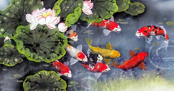 Nine Koi Fish Feng Shui Art Print
