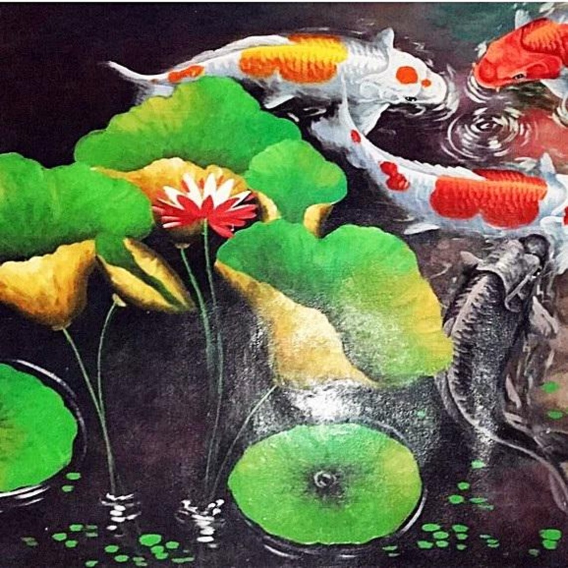 9 Koi Fish Painting, Modern Realistic Design - Image 5
