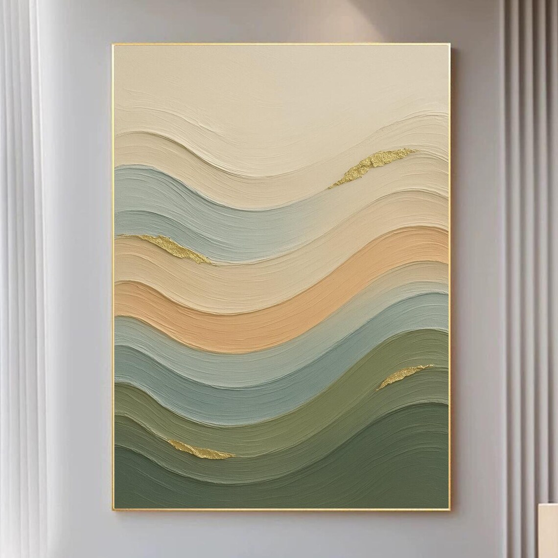 Terracotta Sage Green Abstract, Modern Organic Textured Painting