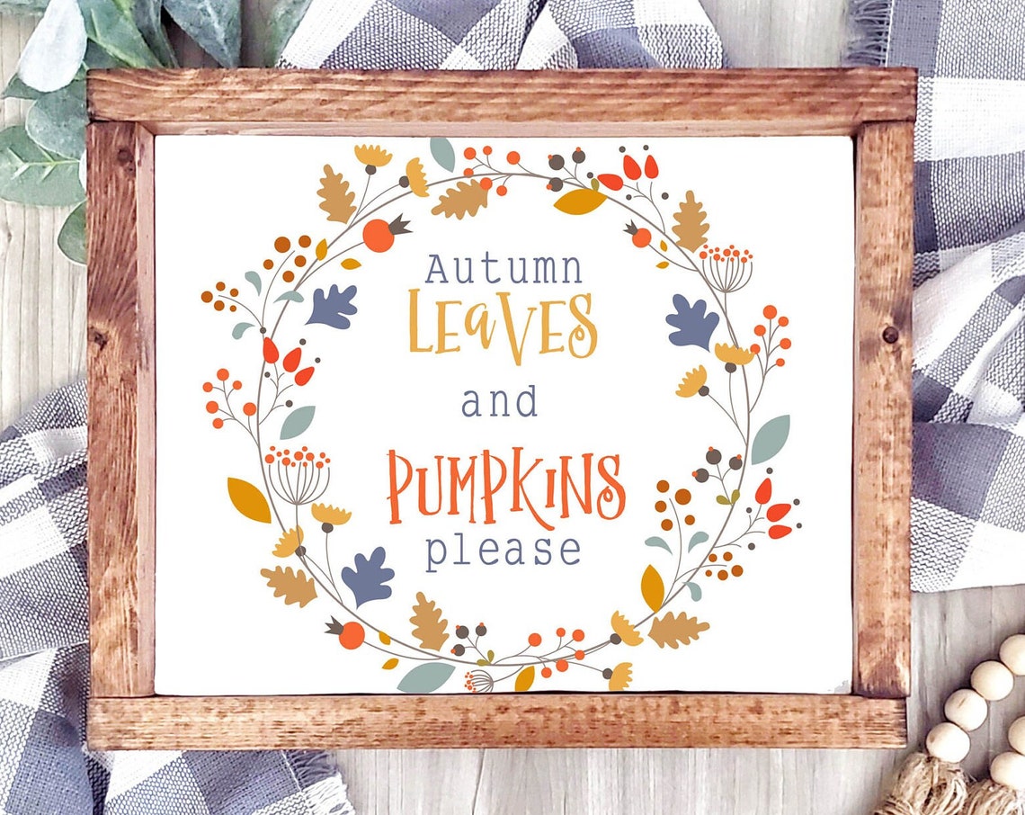 Autumn Leaves and Pumpkins Please Fall Wreath Quote Wall Poster - Image 4