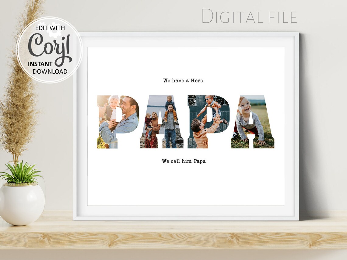 Papa Photo Collage Personalized Fathers Day Gift