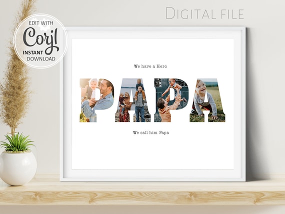 Papa Photo Collage Personalized Fathers Day Gift