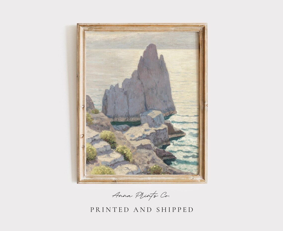 Capri, Italy Vintage Travel Poster, Mediterranean Seascape