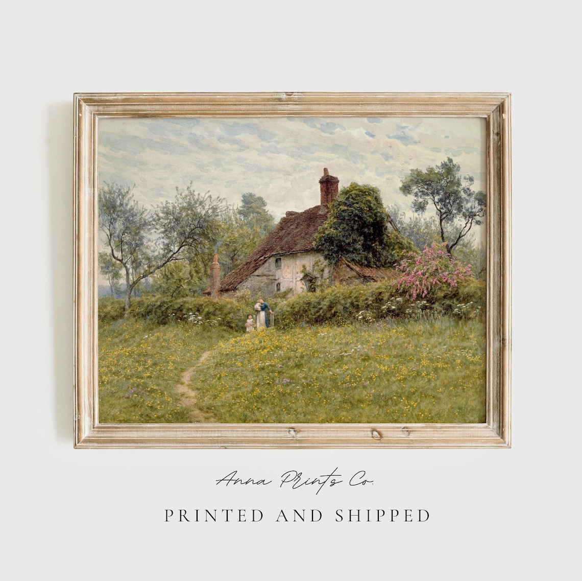 Antique Countryside Cottage, Vintage Farmhouse Art Print