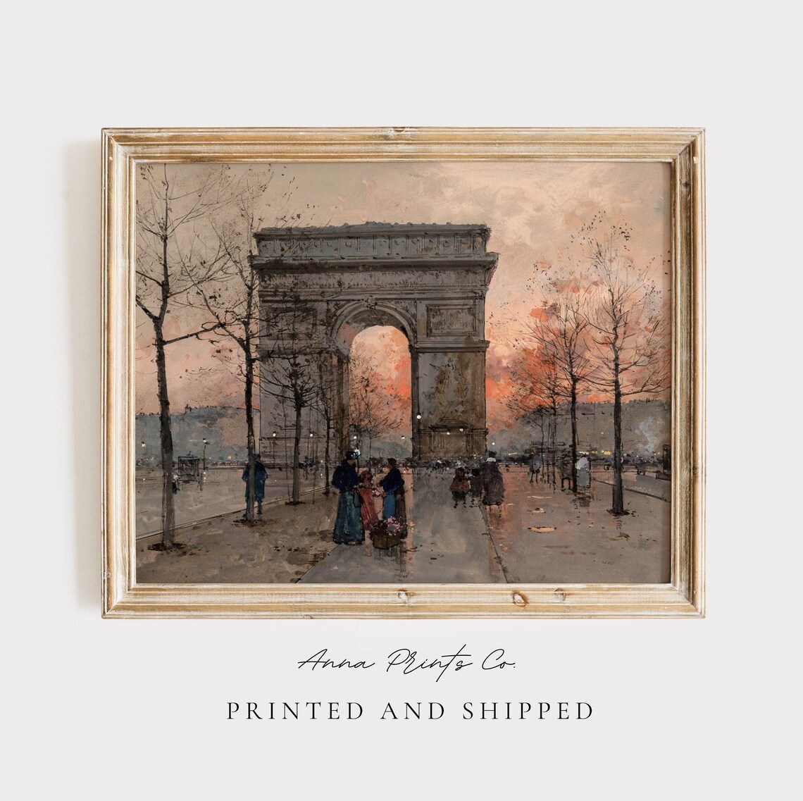 Arc De Triomphe Vintage Paris Cityscape Art Print