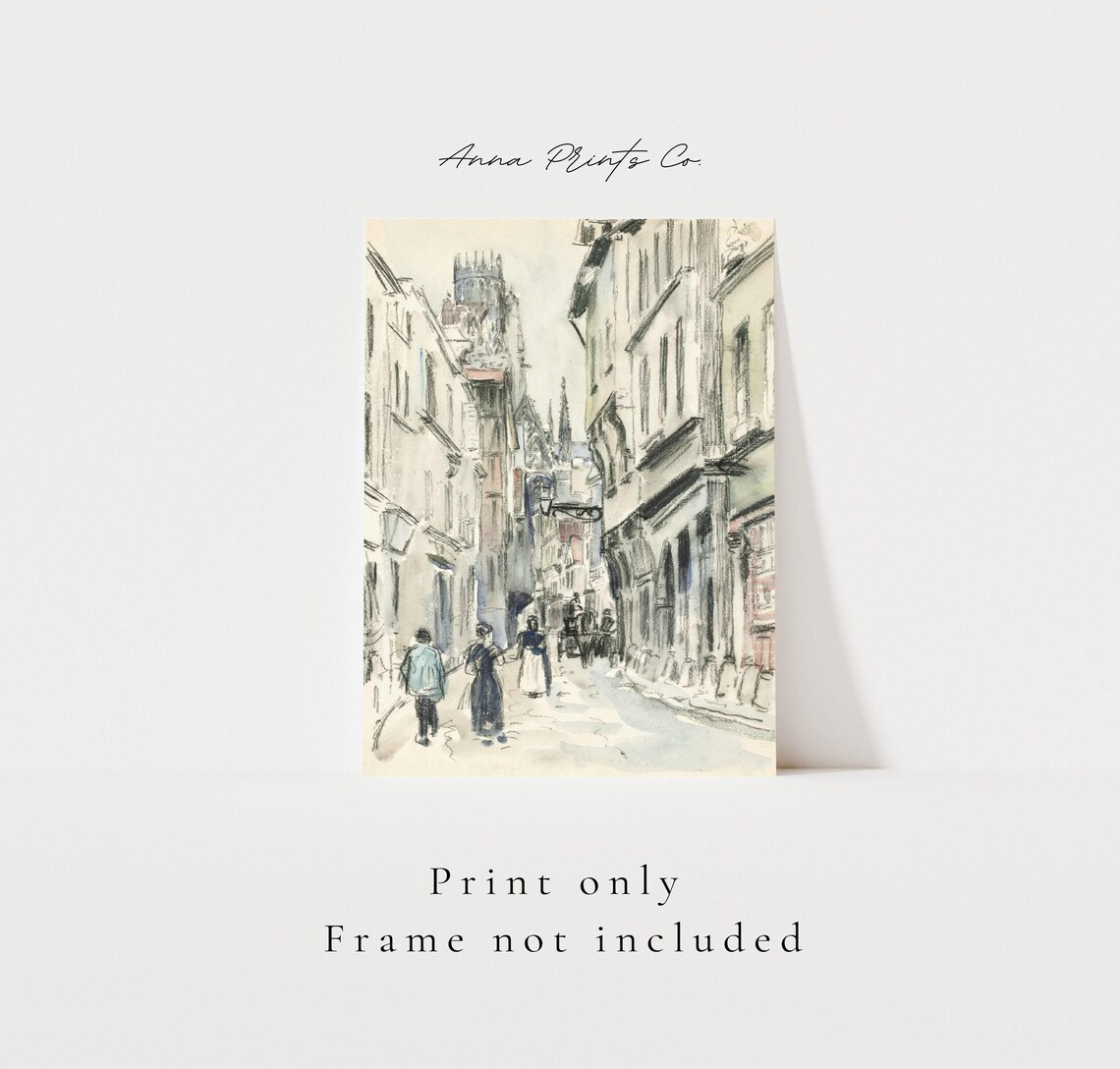 Paris Street Watercolor Sketch, Camille Pissarro Art Print - Image 3