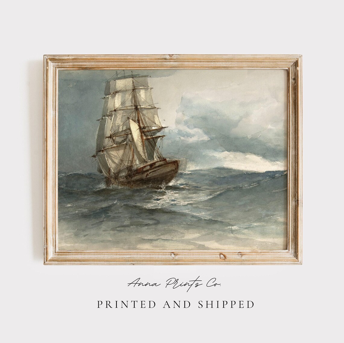 Antique Ship at Sea, Vintage Nautical Art Print