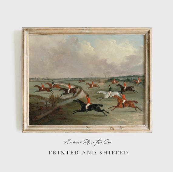 Antique Horses on the Hunt Vintage Art Print