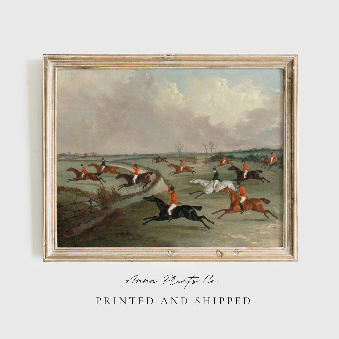 Antique Horses on the Hunt Vintage Art Print