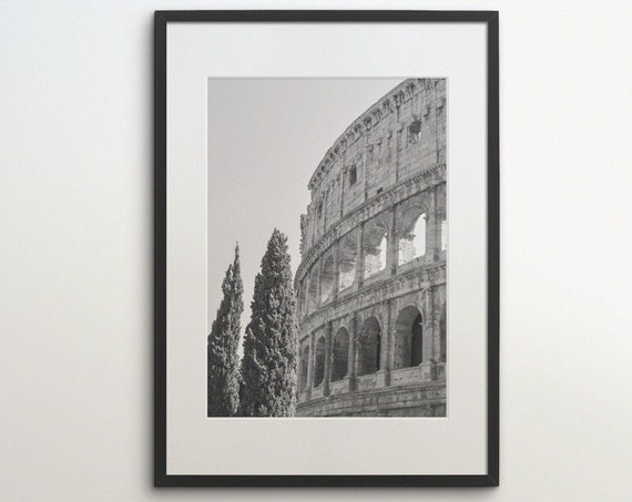 Rome Italy Colosseum Instant Black White Photography Wall Art Travel Poster Italy Art Print World Landmark Architecture