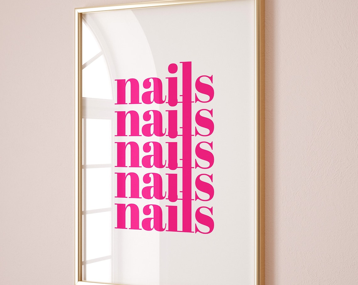 Nails Print, Pink Nail Tech Salon Decor Art Print