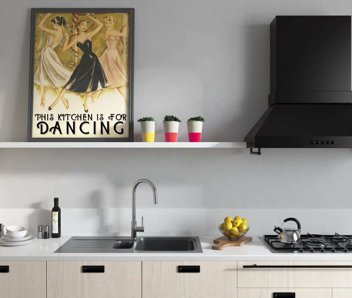 This Kitchen Is For Dancing, Vintage Kitchen Art - Image 4