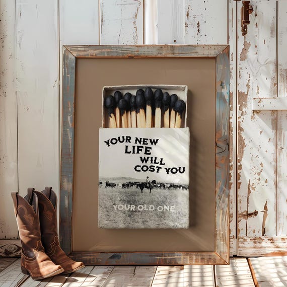 Gothic Cowboy Matchbook Print, Witchy Western Decor