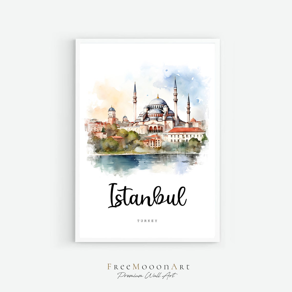Istanbul Turkey Travel Poster Istanbul City Print Turkey Wall Art Europe Prints Art Istanbul Watercolor Painting Travel Gift