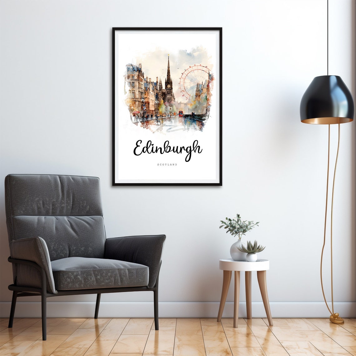 Edinburgh Scotland Travel Poster Edinburgh City Print Scotland Wall Art Europe Prints Art Edinburgh Watercolor Painting - Image 4