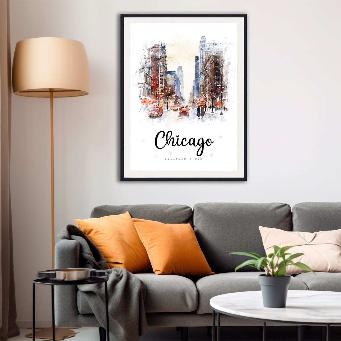 Chicago Illinois Travel Poster Chicago City Print Illinois Wall Art Decor Usa Prints Print Chicago Watercolor Painting - Image 4