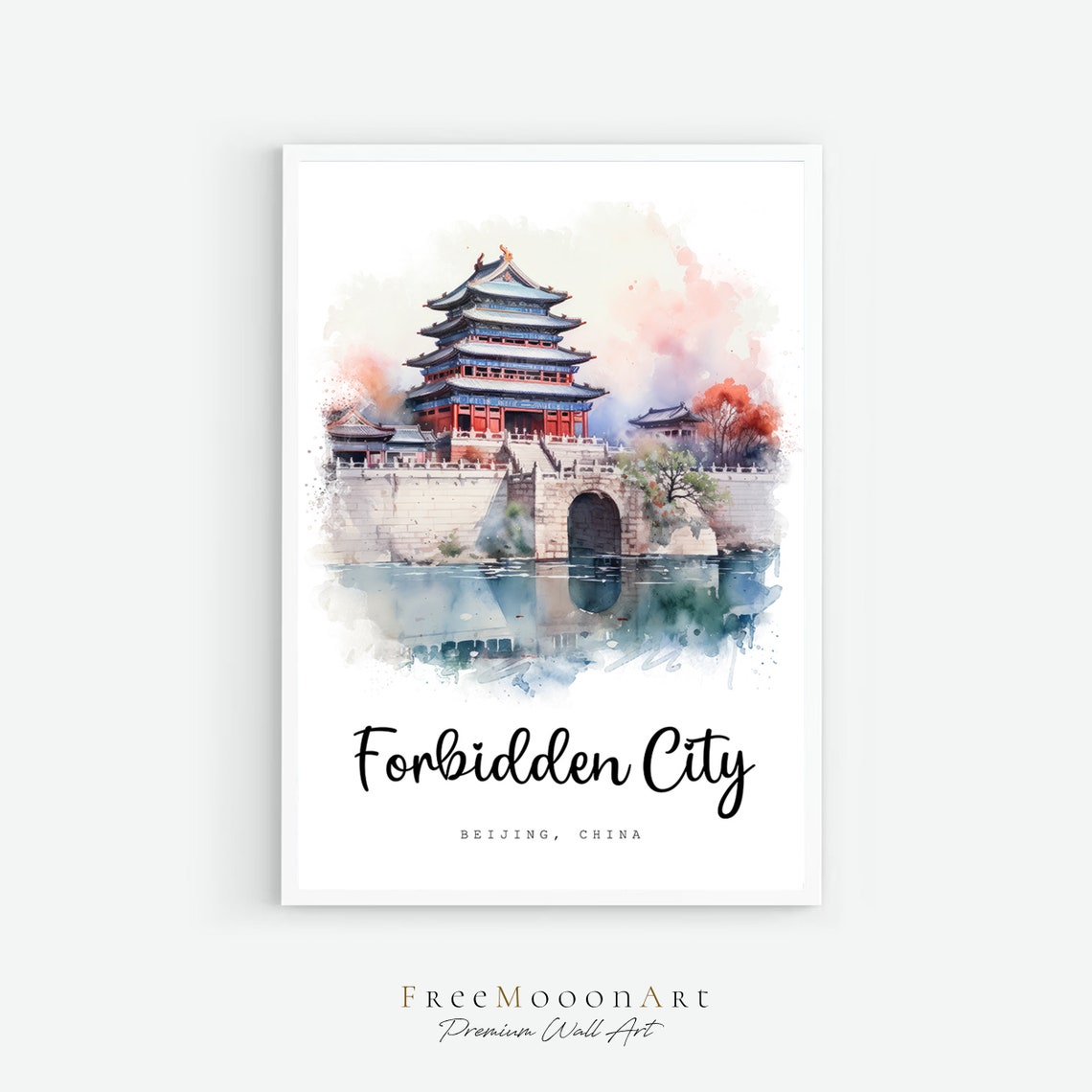 Forbidden City Beijing China Travel Poster Beijing City Print China Wall Art Prints Art Beijing Watercolor Painting