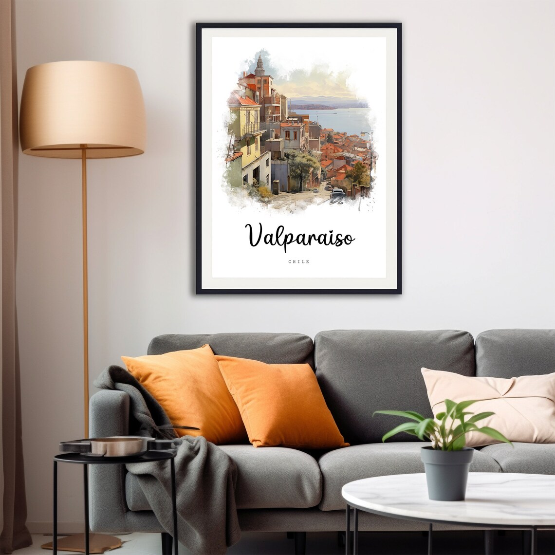Valparaiso Chile Colorful Hillside Port City Watercolor Travel Poster - Image 4