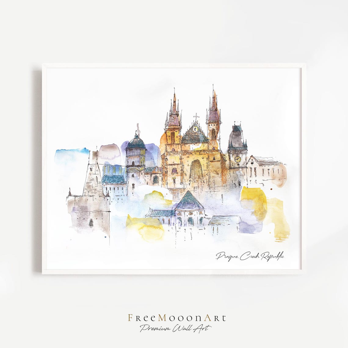 Prague Czech Republic Travel Poster Prague City Print Wall Art Decor Europe Prints Hand Painted Watercolor Painting Travel Gifts