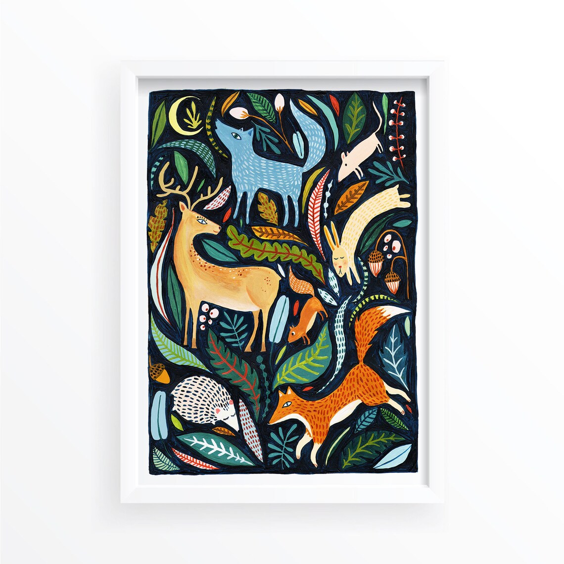 Woodland Animals Folk Nursery Decor Art Print - Image 4