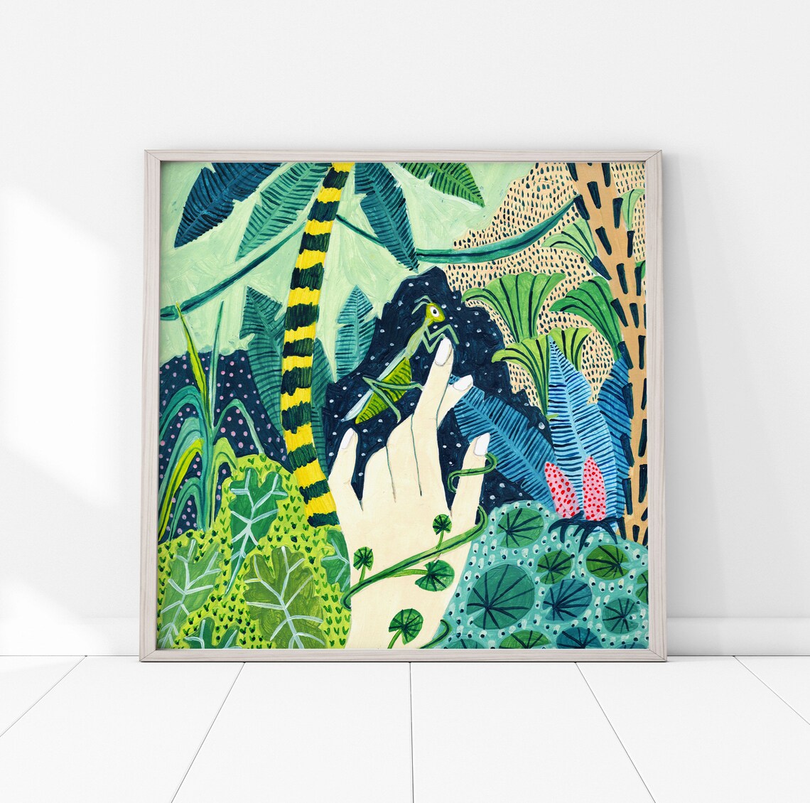Praying Mantis Botanical Illustration Tropical Art Print - Image 3